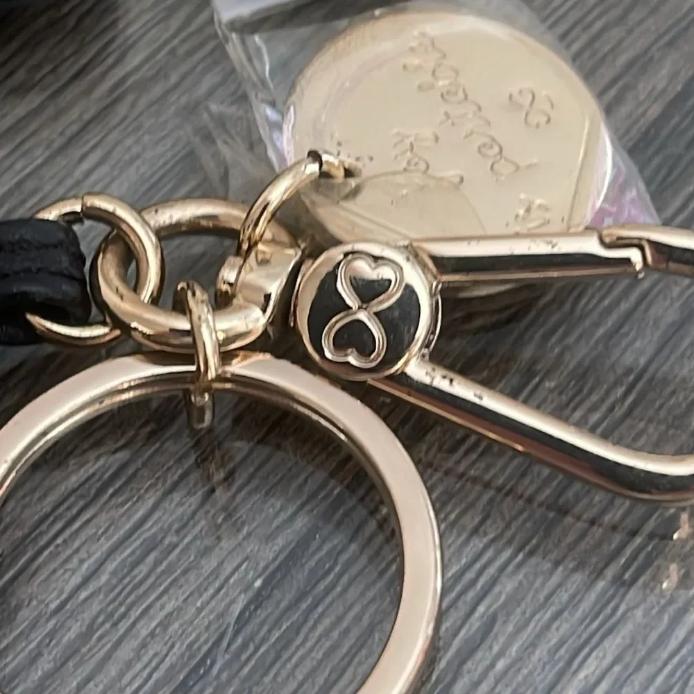 Maisin Gaja Handbag Tags Hangbag Charms Key Chains Faux Black Leather Gold-tone